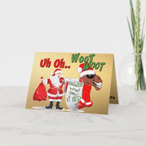 Cool Camel  Hump Day Christmas Gold Holiday Card