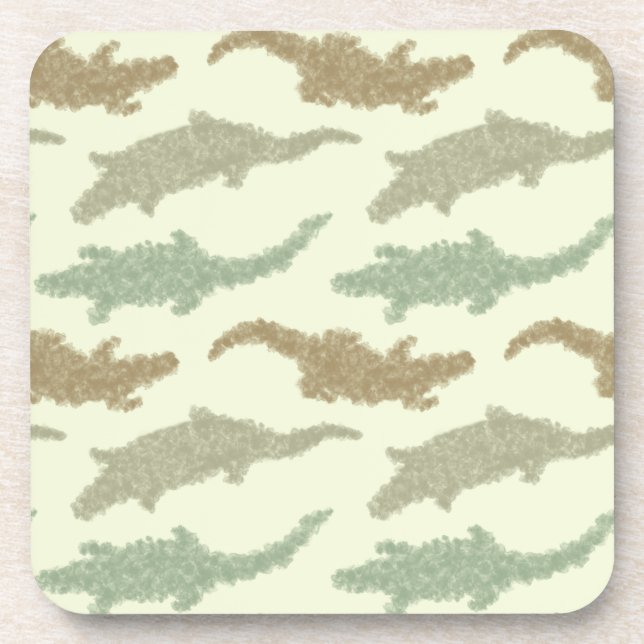 Cool Camo Alligators - seamless pattern.     Beverage Coaster (Front)