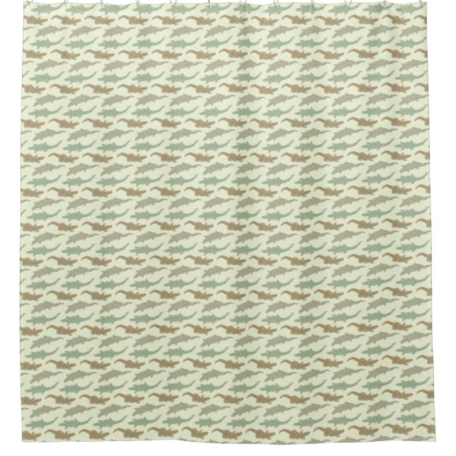 Cool Camo Alligators - seamless pattern.     Shower Curtain (Front)