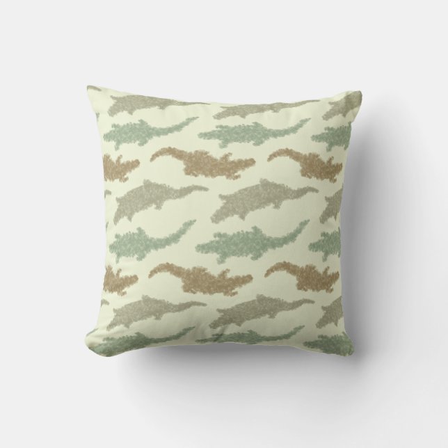 Cool Camo Alligators - seamless pattern.      Throw Pillow (Front)