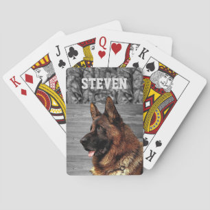 Cool Camo German Shepherd Dog Animal Rugged Name Poker Cards