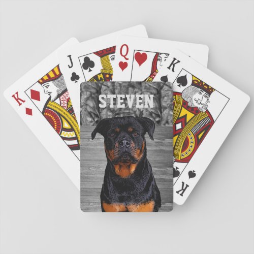 Cool Camo Rottweiler Dog Animal Rugged Name  Playing Cards