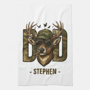 Cool Camouflage Dad – Deer with Sunglasses Kitchen Towel