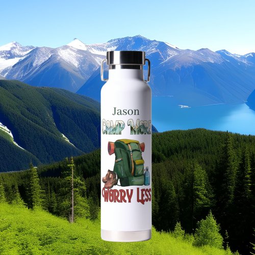 cool camp more worry less add name water bottle