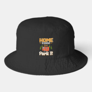 Cool Camper home word art Bucket Hat
