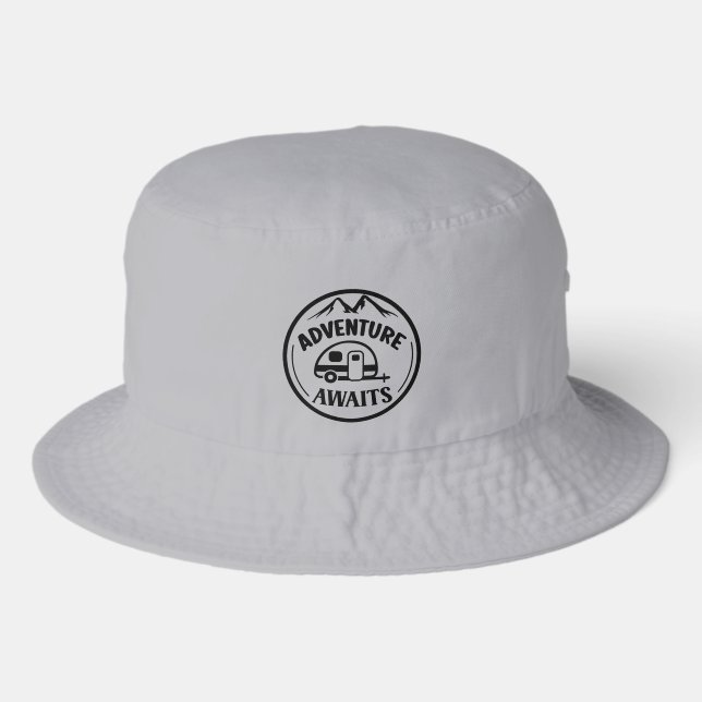 Cool camping adventure word art  bucket hat (Front)