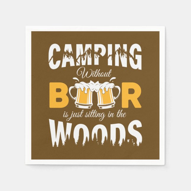 Cool camping beer lovers party napkins (Front)