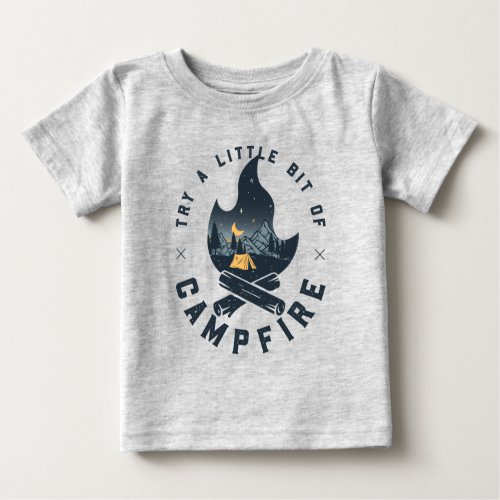 Cool Camping Camper Campfire Under Stars Mountains Baby T_Shirt