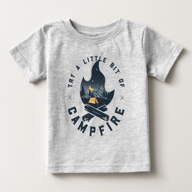 Cool Camping Camper Campfire Under Stars Mountains Baby T-Shirt (Front)