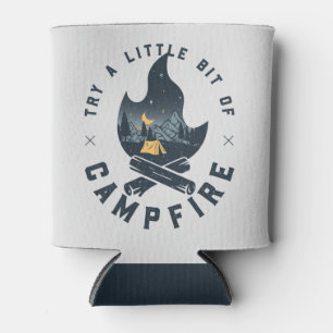 Cool Camping Camper Campfire Under Stars Mountains Can Cooler