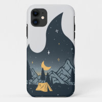 Cool Camping Camper Campfire Under Stars Mountains