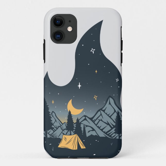 Cool Camping Camper Campfire Under Stars Mountains Case-Mate iPhone Case (Back)