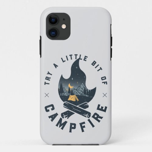 Cool Camping Camper Campfire Under Stars Mountains iPhone 11 Case