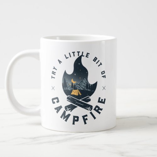 Cool Camping Camper Campfire Under Stars Mountains Giant Coffee Mug