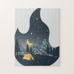 Cool Camping Camper Campfire Under Stars Mountains Jigsaw Puzzle<br><div class="desc">Get this “Try A Little Bit Of Campfire” t-shirt, this is a perfect addition to your summer wardrobe & also a great gift for those who love camper, camping, campfire, mountains, outdoor, nature, forest, national parks. Let’s get out of the city for a night, and camp under a blanket of...</div>