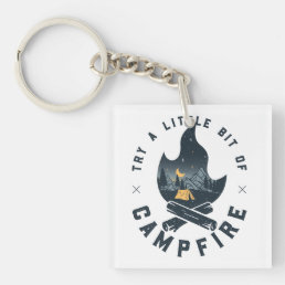 Cool Camping Camper Campfire Under Stars Mountains Keychain