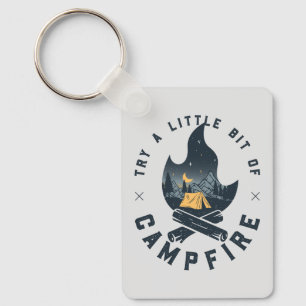 Cool Camping Camper Campfire Under Stars Mountains Keychain