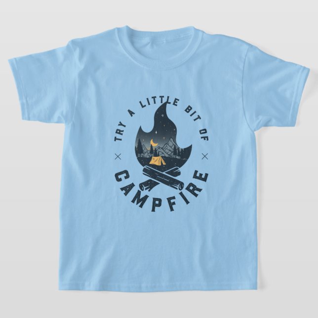 Cool Camping Camper Campfire Under Stars Mountains T-Shirt (Laydown)