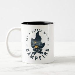 Cool Camping Camper Campfire Under Stars Mountains Two-Tone Coffee Mug