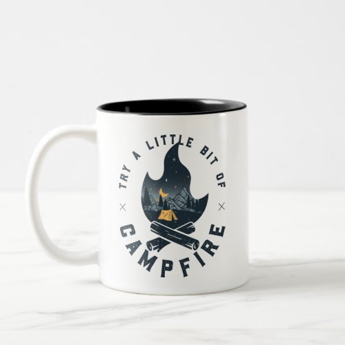 Cool Camping Camper Campfire Under Stars Mountains Two_Tone Coffee Mug