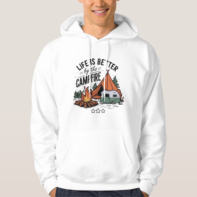 Cool Camping Campfire Modern  Hoodie (Front)
