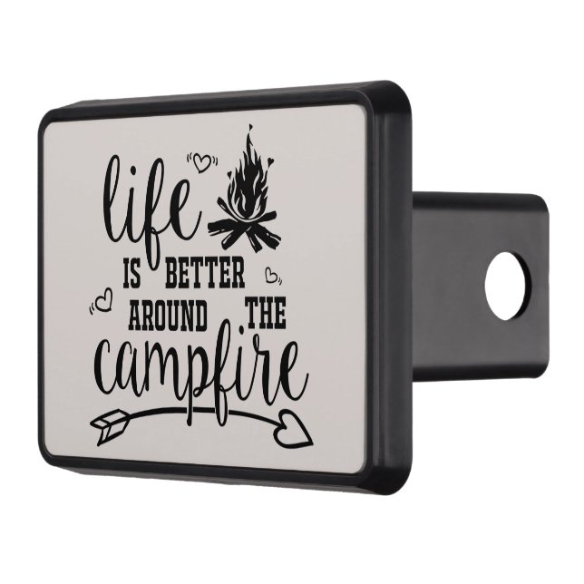 cool camping campfire word art hitch cover (Left)