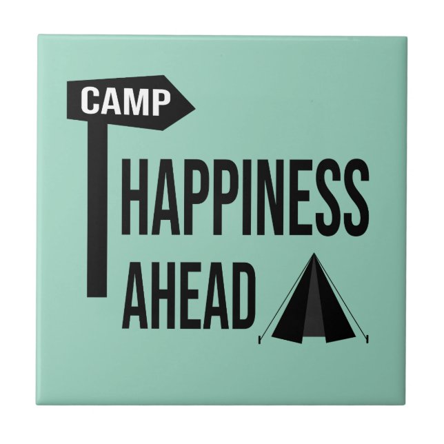 Cool Camping Ceramic Tile (Front)