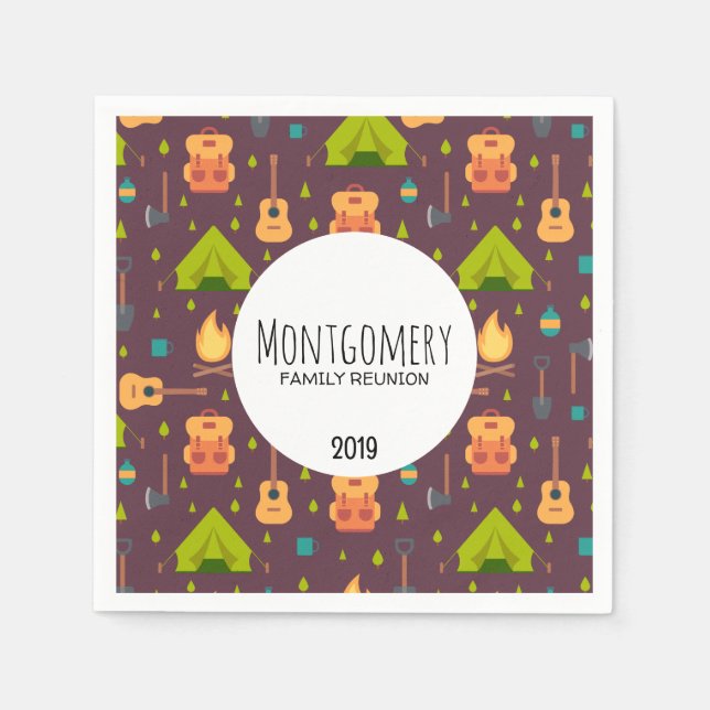 Cool Camping Design Family Reunion Napkins (Front)