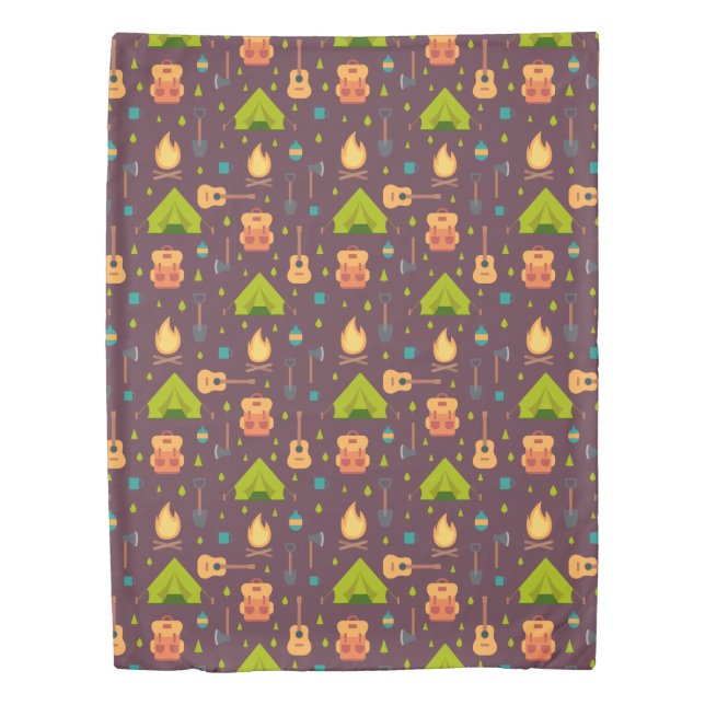 Cool Camping Design Outdoorsy Pattern Duvet Cover (Front)