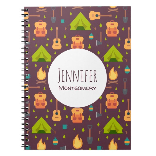 Cool Camping Design Outdoorsy Pattern Notebook (Front)