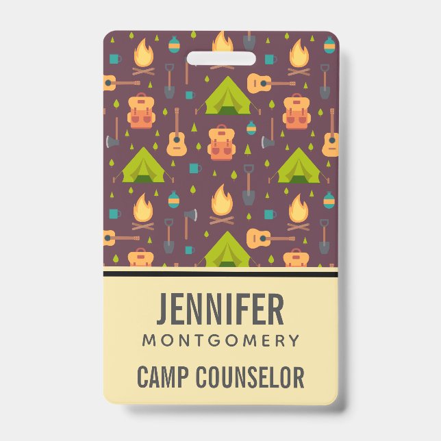 Cool Camping Design Outdoorsy Pattern Professional Badge (Front)
