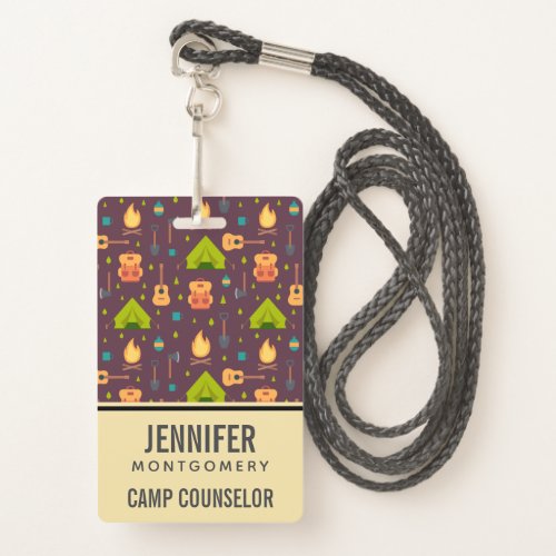 Cool Camping Design Outdoorsy Pattern Professional Badge