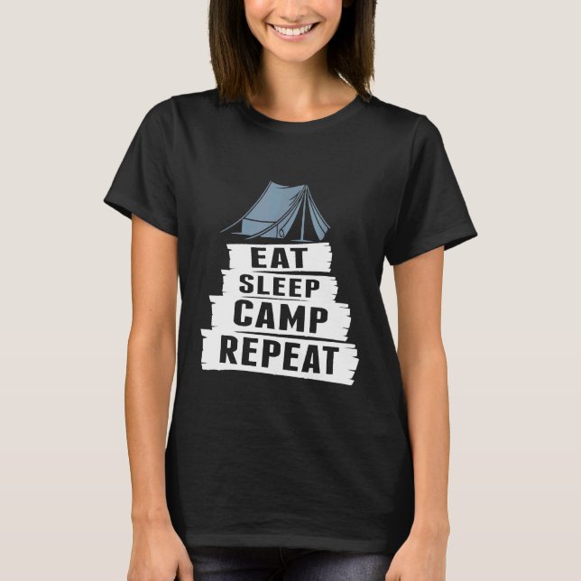 Cool Camping   Eat Sleep Camp Repeat T-Shirt (Front)