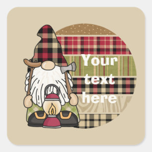 cool camping gnome add text square sticker