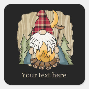 cool camping gnome add text square sticker