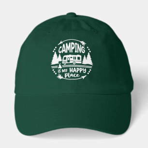 cool camping happy place word art  hat