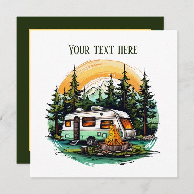 Cool camping lovers party  invitation (Front/Back)