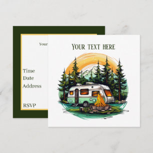 Cool camping lovers party invitation