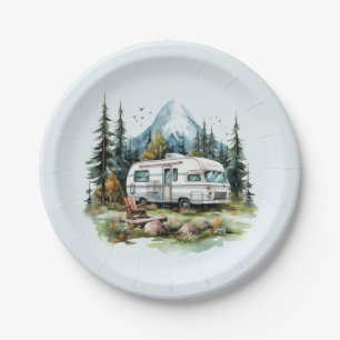 Cool camping lovers party paper plates