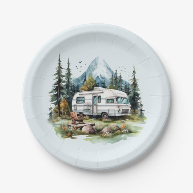 Cool camping lovers party paper plates (Front)