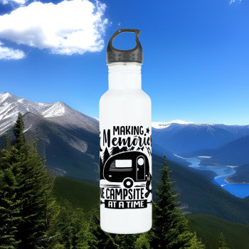 Cool Camping Memories Word Art Stainless Steel Water Bottle by DoodlesGifts at Zazzle