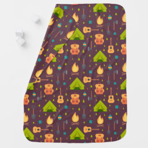 Cool Camping Pattern Outdoorsy Design Baby Blanket