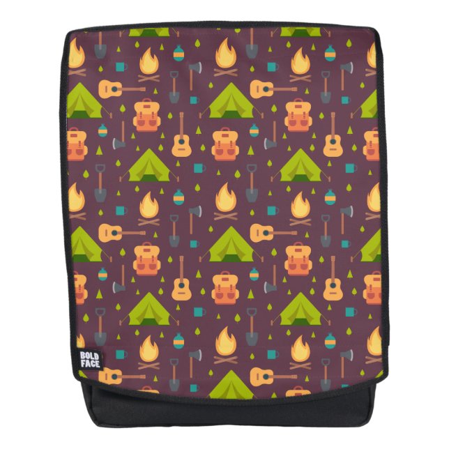 Cool Camping Pattern Outdoorsy Design Backpack (Front)
