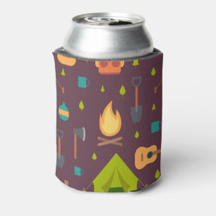 Cool Camping Pattern Outdoorsy Design Can Cooler