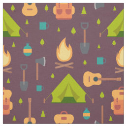 Cool Camping Pattern Outdoorsy Design Fabric