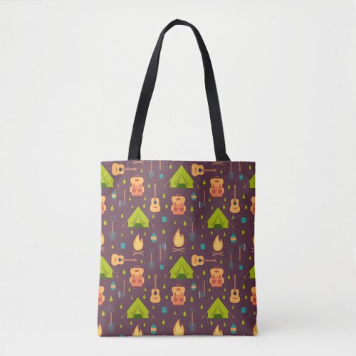 Cool Camping Pattern Outdoorsy Design Tote Bag