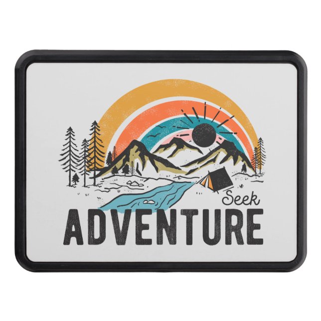 cool camping seek adventure  hitch cover (Front)