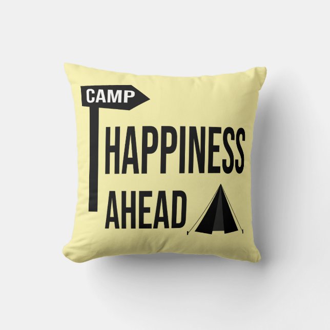 Cool Camping Throw Pillow (Front)