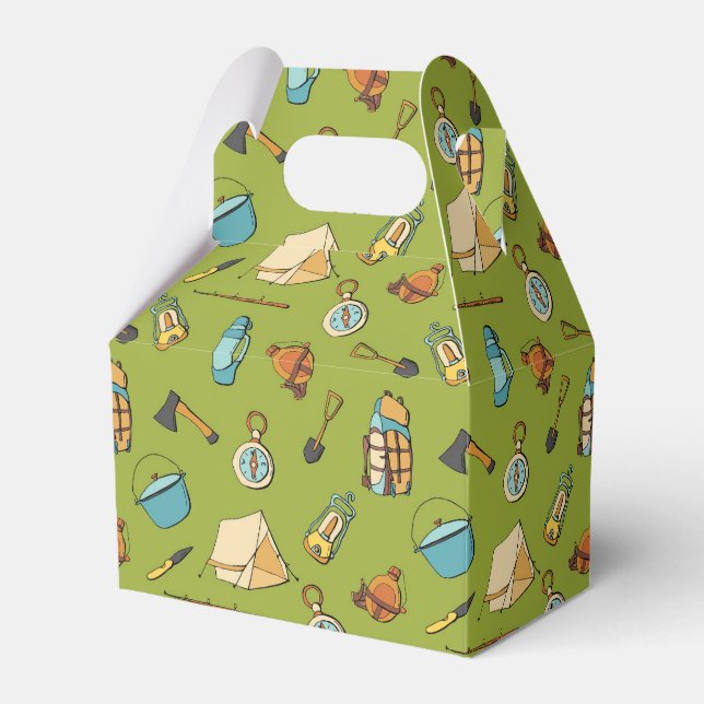 cool camping tiled pattern party  favor boxes (Front Side)