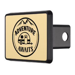 Cool campong adventure awaits word art hitch cover